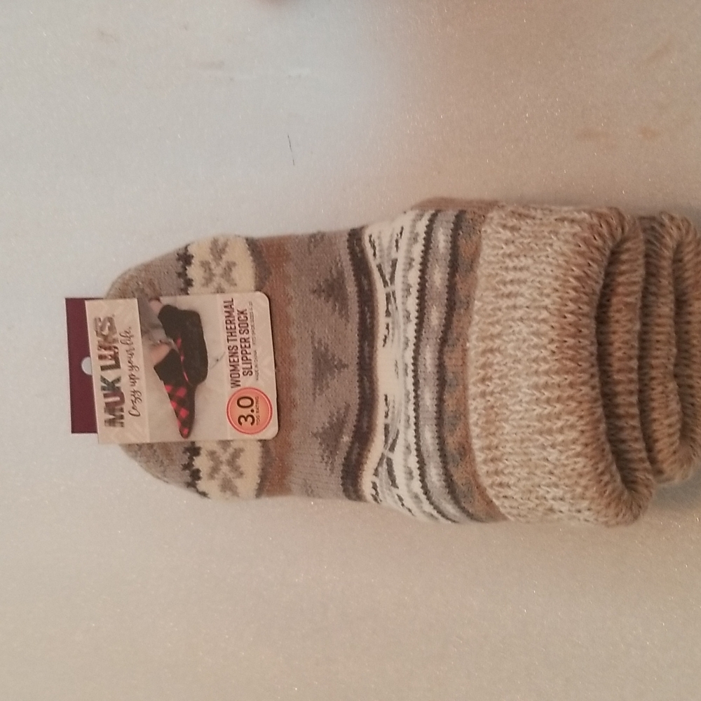 Muk Luks thermal slipper socks.